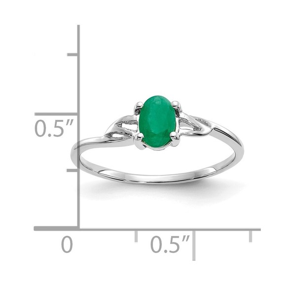Million Charms 14k White Gold Green Emerald Birthstone Ring, Size 7